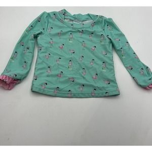 Kiko & Max Summer Toddler Girls Pink Flamingo Rash Guard top Size 18M